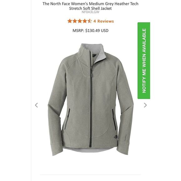 Plus size xxl nwt tnf windfall soft shell jacket grey asphalt - Picture 2 of 12